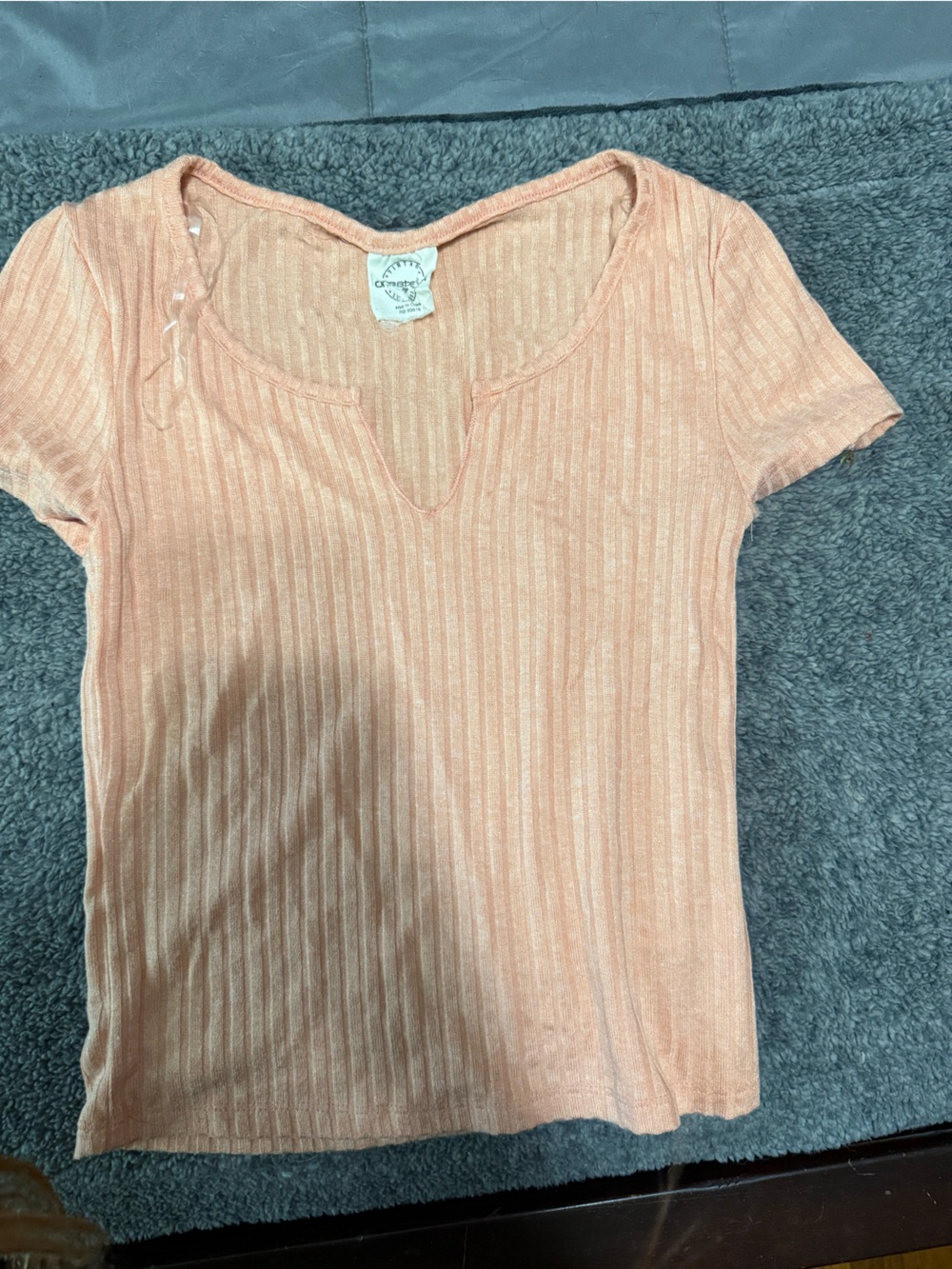 Peach Ribbed Knit Tank Top